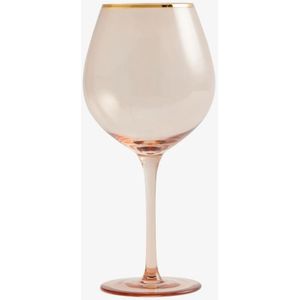 Nordal Goldie wijnglas roze met gouden rand (set van 6)