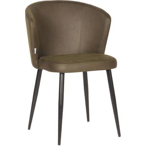 Label51 Wave eetkamerstoel microfiber army green - set van 2 stoelen