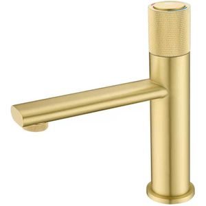 Saniclear Moro wastafelkraan met drukknop messing geborsteld
