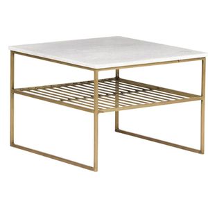 Livingfurn Dian salontafel marmer 55x55cm wit goud