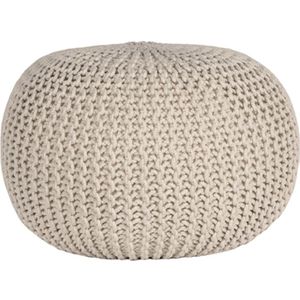 Label51 Knitted poef naturel 50x50x35cm