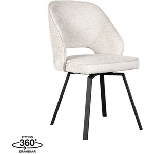 Label51 Lewis draaibare eetkamerstoel fluweel créme - set van 2 stoelen
