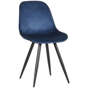 Label51 Capri eetkamerstoel fluweel blauw - set van 2 stoelen