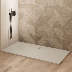 Saniclear Modo douchebak met stone finish 180x80cm cream
