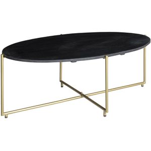 Livingfurn Anthony ovale salontafel mangohout zwart 110x40x40cm