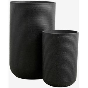 Nordal Granito bloempot set van 2 zwart cement