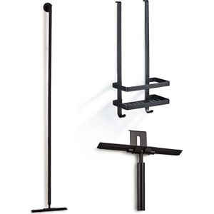 Saniclear Nero accessoiresset met wisser, vloerwisser en shampoohouder zwart mat