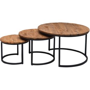 Livingfurn Jerrel salontafels mangohout - set of 3