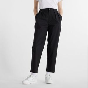 New Balance Dames Boylston Twill Tapered Pant in Zwart, Cotton Twill, Maat S