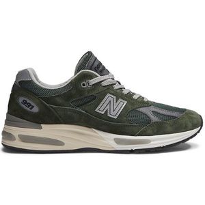 New Balance Unisex Made in UK 991v2 in Groente, Suede/Mesh, Maat 45.5