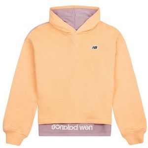 New Balance Meisjes Premium Loop Back Drop Hem Hoodie in Oranje, Cotton Fleece, Maat 15.6