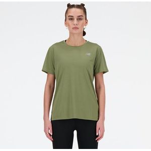 New Balance Dames Sport Essentials T-Shirt in Groente, Poly Knit, Maat XL