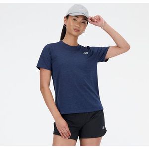 New Balance Dames Athletics T-Shirt in Blauw, Poly Knit, Maat XS