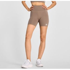 New Balance Dames NB Harmony High Rise Short 6"" in Bruin, Poly Knit, Maat XS