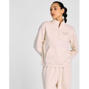 New Balance Dames Graphic Quarter Zip in Beige, Cotton Fleece, Maat L