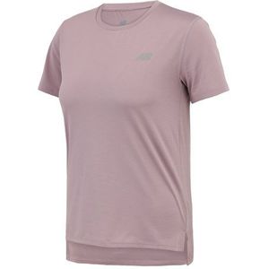 New Balance Dames Sport Essentials T-Shirt in Purper, Poly Knit, Maat S