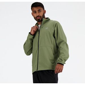 New Balance Heren Stretch Woven Jacket in Groente, Polywoven, Maat L