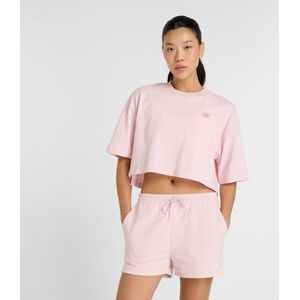 New Balance Dames Logo Oversized Jersey T-Shirt in Roze, Cotton Jersey