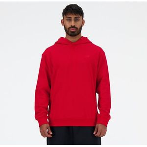 New Balance Heren Athletics French Terry Hoodie in Rood, Cotton Fleece, Maat M