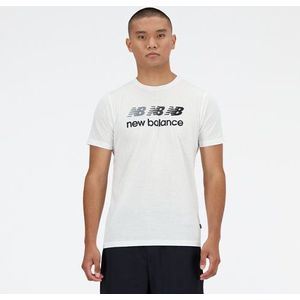 New Balance Heren Sport Essentials Heathertech Graphic T-Shirt in Wit, Poly Knit, Maat XL