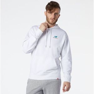 New Balance Heren NB Essentials Embriodered Hoodie in Wit, Cotton, Maat XL