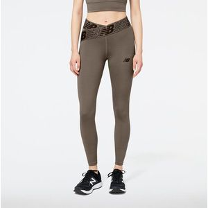 New Balance Dames Relentless Crossover High Rise 7/8 Legging in Bruin, Poly Knit, Maat XS