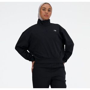 New Balance Dames Tech Knit Oversized Quarter Zip in Zwart, Poly Knit, Maat 2XL