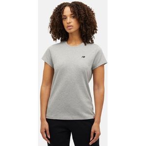 New Balance Dames NB Small Logo Tee in Grijs, Cotton, Maat XS