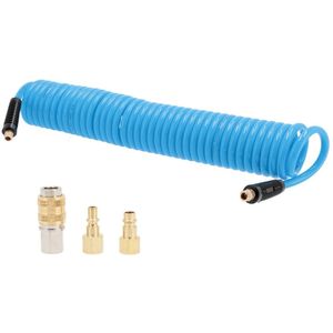 Spiraalslang professioneel PU 1/4" buitendraad 8 x 12 mm 10 m 10 bar incl koppelingen en nippels