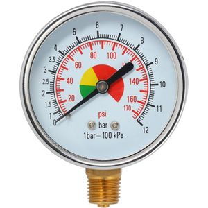 Manometer 1/4" 12 bar onder aansluiting