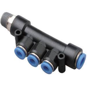 Insteekkoppeling manifold 4 x 8 mm en 1/4" buitendraad