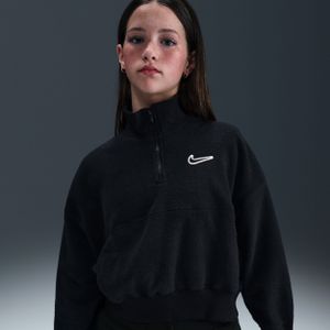Nike fleecetop met lange mouwen voor meisjes - Zwart