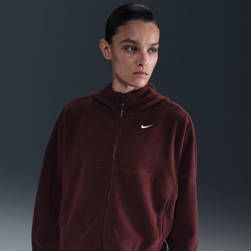 Nike One Therma-FIT damestop met rits over de hele lengte - Rood
