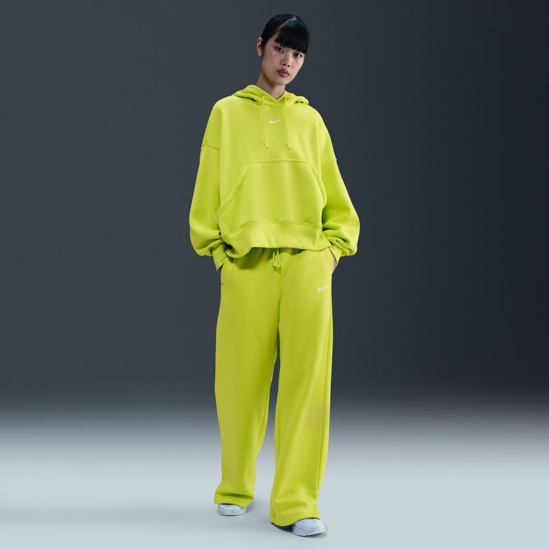 Nike - Phoenix Fleece - Damesbroek - Rood - Hoge Taille - Wijde Pijpen