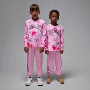 Jordan 23 jersey set met T-shirt met lange mouwen en broek voor kleuters - Roze