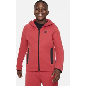 Nike Sportswear Tech Fleece Hoodie met rits over de hele lengte voor jongens (ruimere maten) - Rood