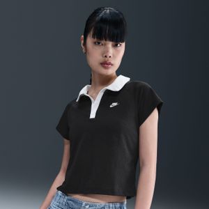 Nike aansluitende retro polotop voor dames - Zwart