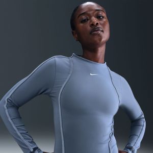 Nike One Fitted Dri-FIT damestop met lange mouwen - Blauw