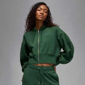 Jordan Flight Fleece korte hoodie met satijnen voering voor dames - Groen