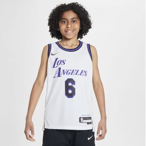 Lebron James Los Angeles Lakers City Edition Nike Swingman NBA-jersey met Dri-FIT voor kids - Wit