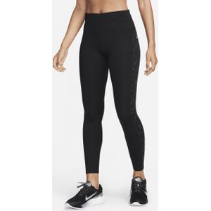 Nike Fast 7/8-legging met print, halfhoge taille en zakken voor dames - Zwart