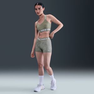 Nike Pro bikershorts met halfhoge taille en print voor dames (8 cm) - Groen