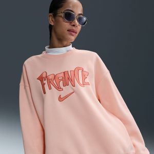 Frankrijk Phoenix Fleece Nike oversized voetbalsweatshirt met ronde hals voor dames - Roze
