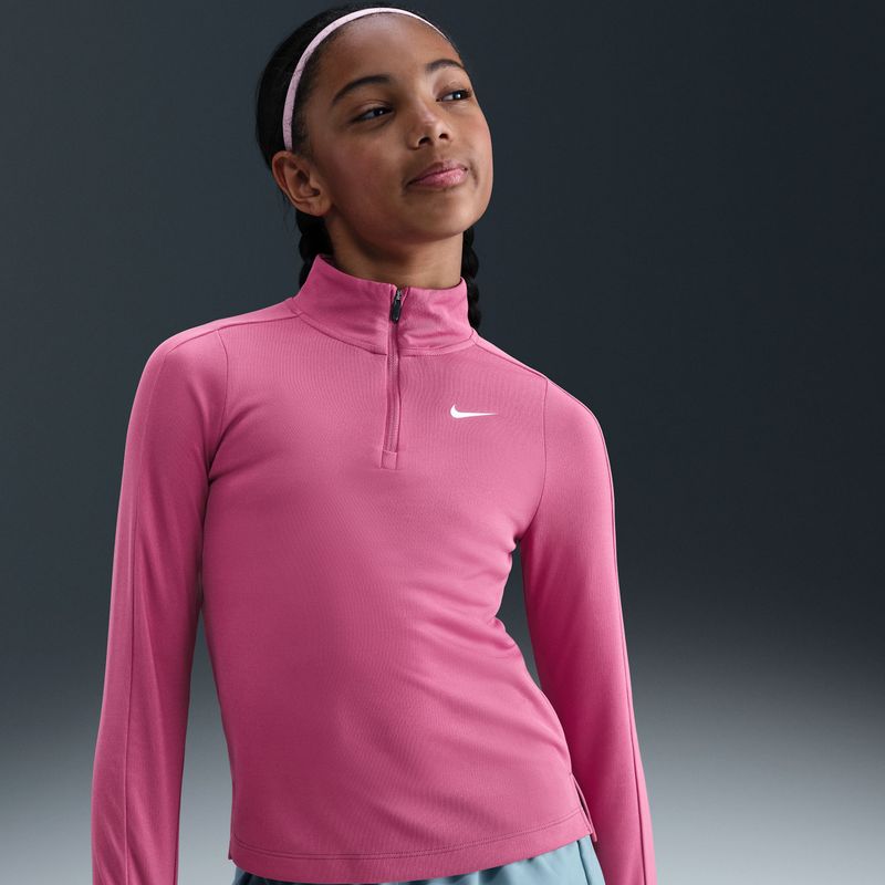 Nike - Dri-FIT - Meisjestop - Sweet Beet - Lange Mouwen - Korte Rits