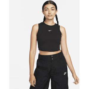 Nike Sportswear Chill Knit aansluitende, korte tanktop met mini-rib voor dames - Zwart