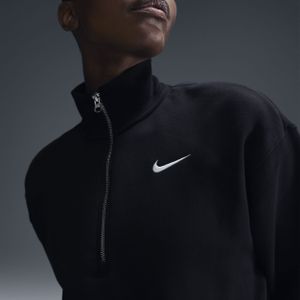 Nike Sportswear Phoenix Fleece cropped sweatshirt met halflange rits voor dames - Zwart