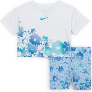 Nike Flow-Ral tweedelige set met bikeshorts met print voor baby's (12-24 maanden) - Blauw