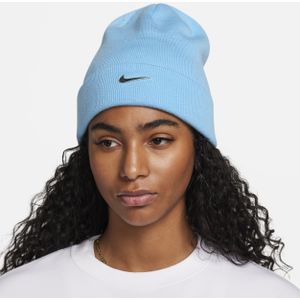 Nike Peak beanie met standaardomslag en metalen Swoosh - Blauw