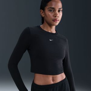 Nike Chill Knit - Korte Aansluitende Damestop - Wit - Lange Mouwen