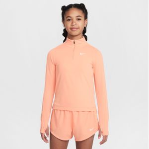 Nike Dri-FIT meisjestop met lange mouwen en korte rits - Oranje